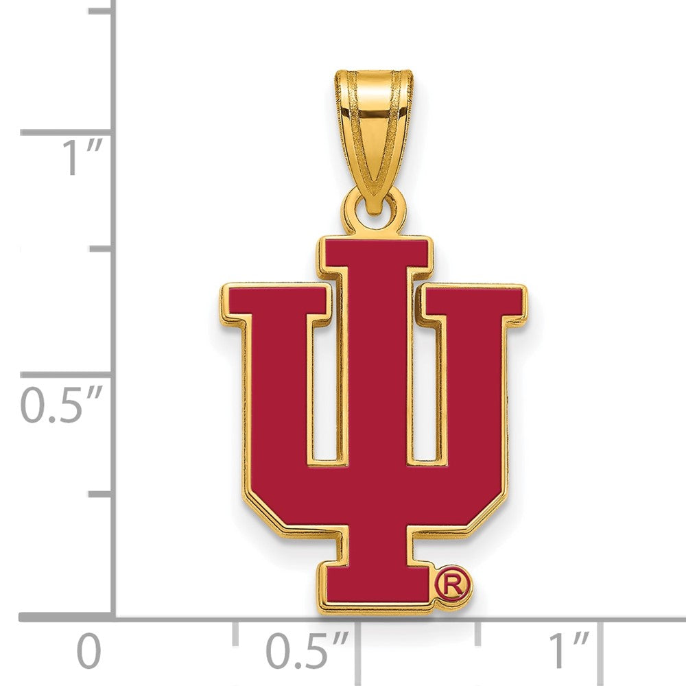Sterling Silver Gold-plated Indiana University Large Enamel Pendant