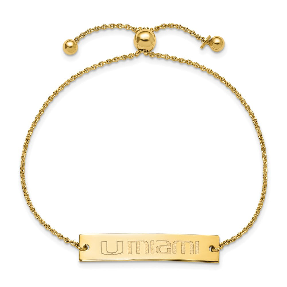 Sterling Silver Gold-plated U. of Miami Florida Adjustable Bracelet