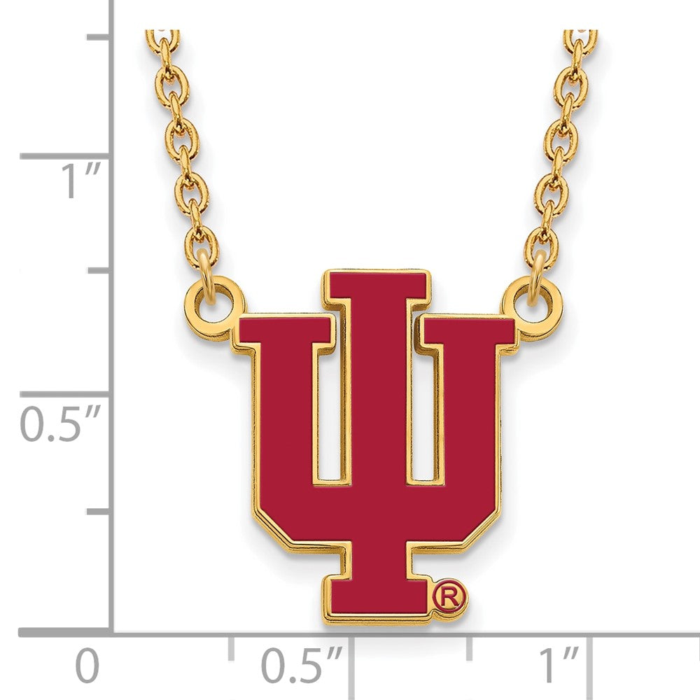 Sterling Silver Gold-plated Indiana Univ. Enamel Necklace