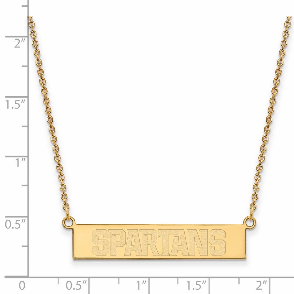 Sterling Silver Gold-plated Michigan State U. Spartans Bar Necklace
