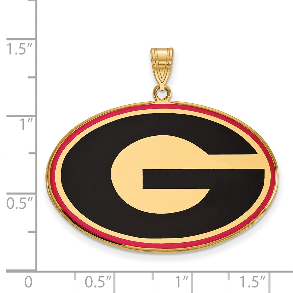 Sterling Silver Gold-plated University of Georgia XL Enamel Pendant
