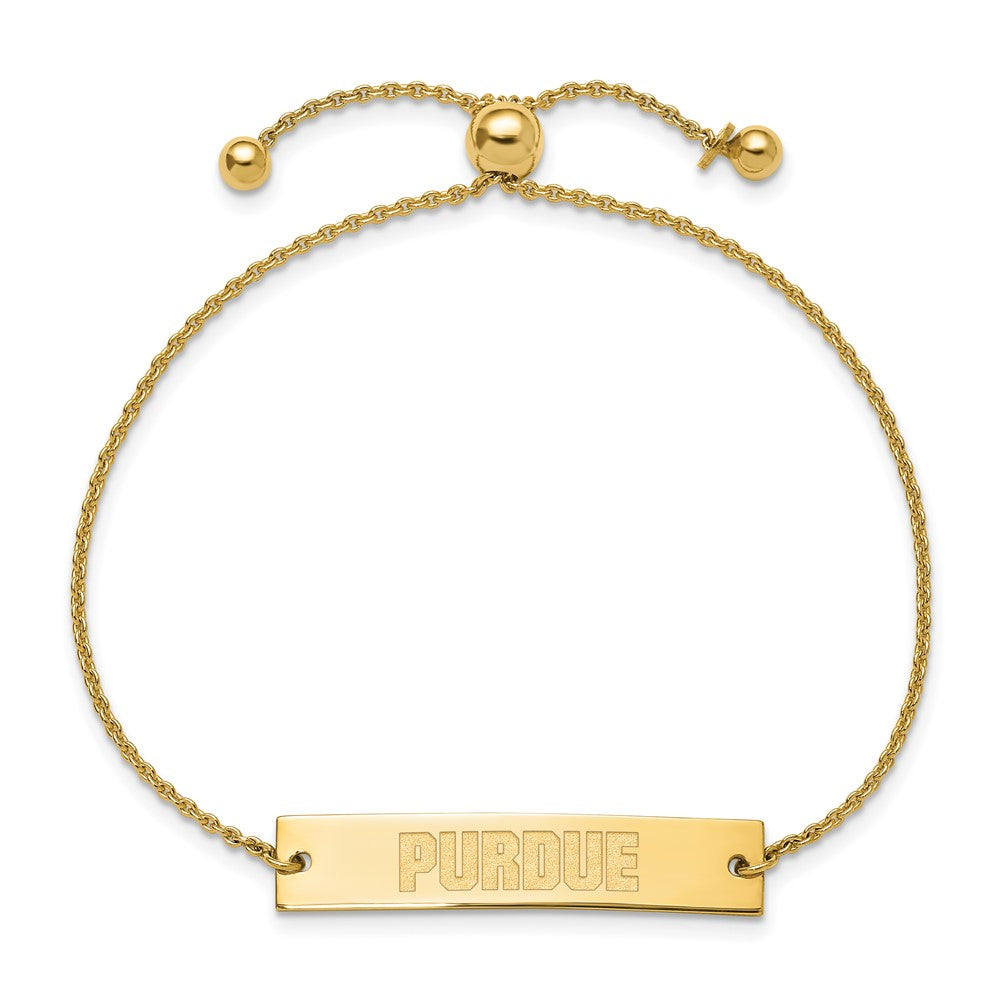 Sterling Silver Gold-plated Purdue U. Adjustable Bar Bracelet