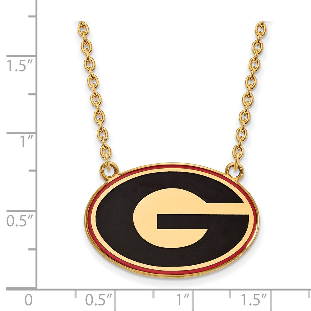 Sterling Silver Gold-plated U of Georgia Large Enamel Pendant Necklace