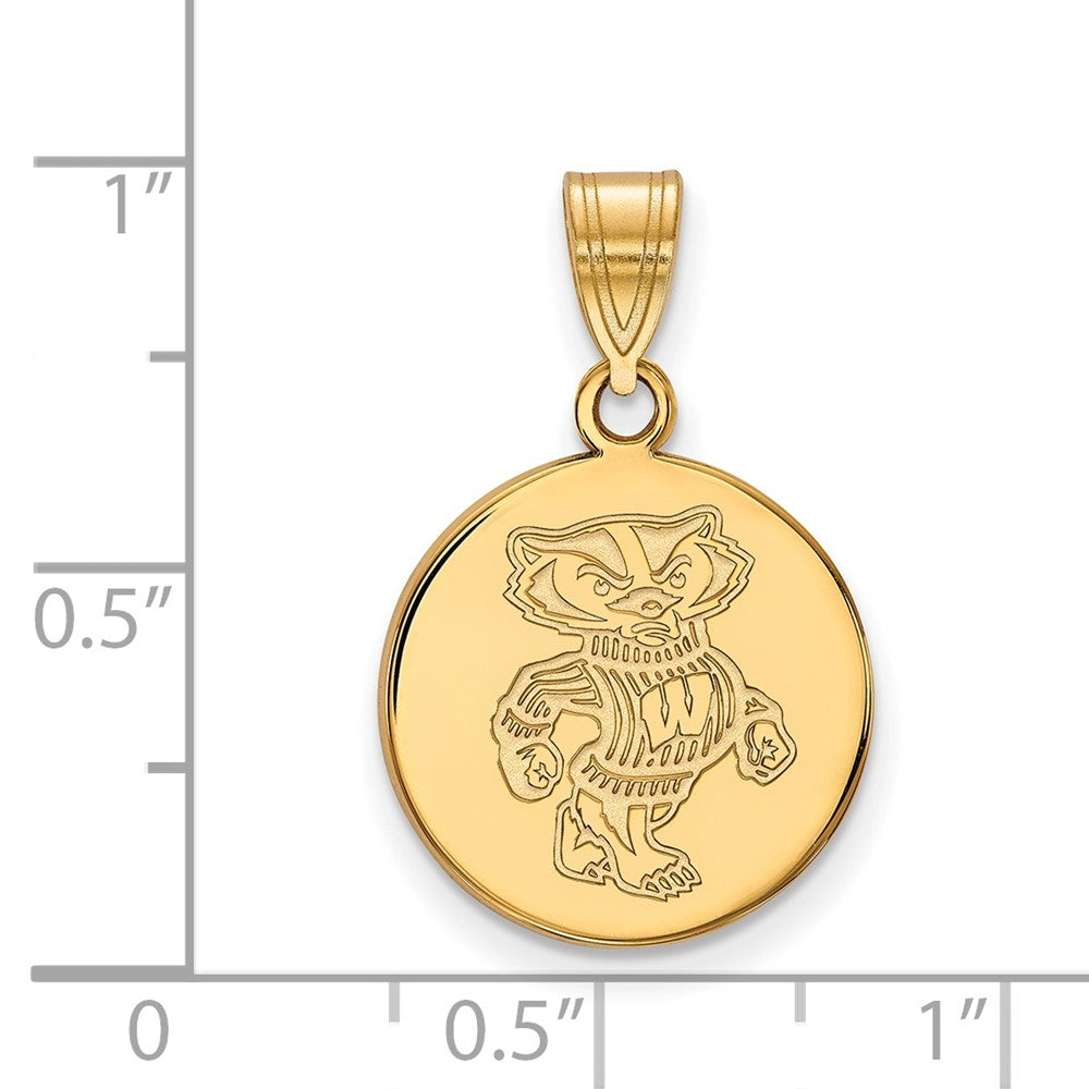 Sterling Silver Gold-plated Univ. of Wisconsin Medium Disc Pendant