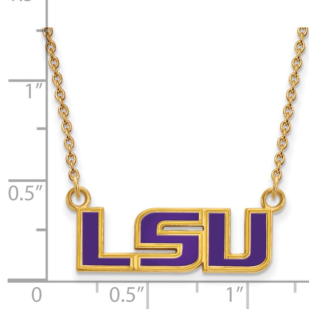 Sterling Silver Gold-plated Louisiana State U Small Enamel Necklace