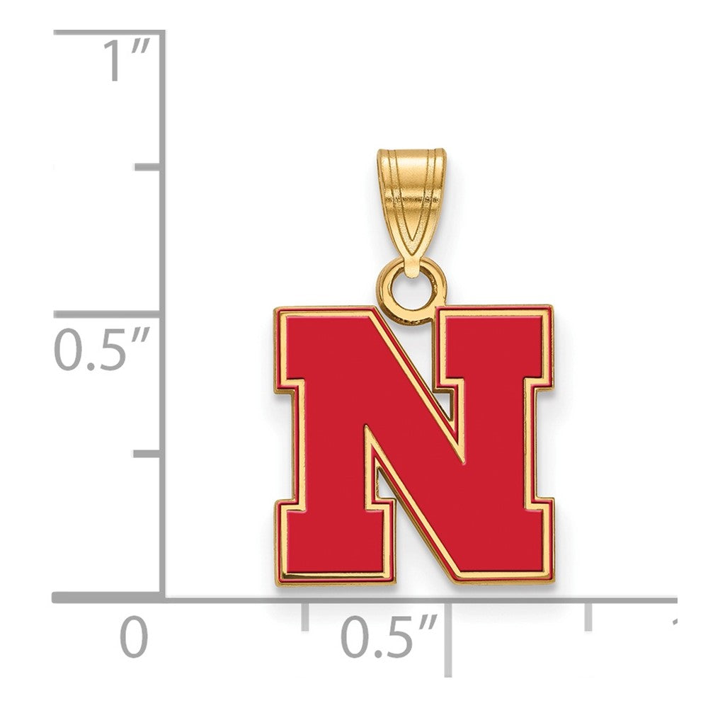 Sterling Silver Gold-plated Univ. of Nebraska Small Enamel Pendant