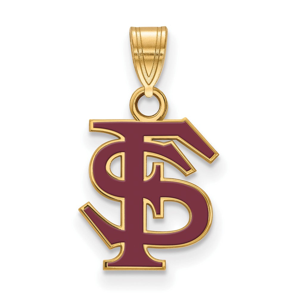 Sterling Silver Gold-plated Florida State Univ. Medium. Enamel Pendant