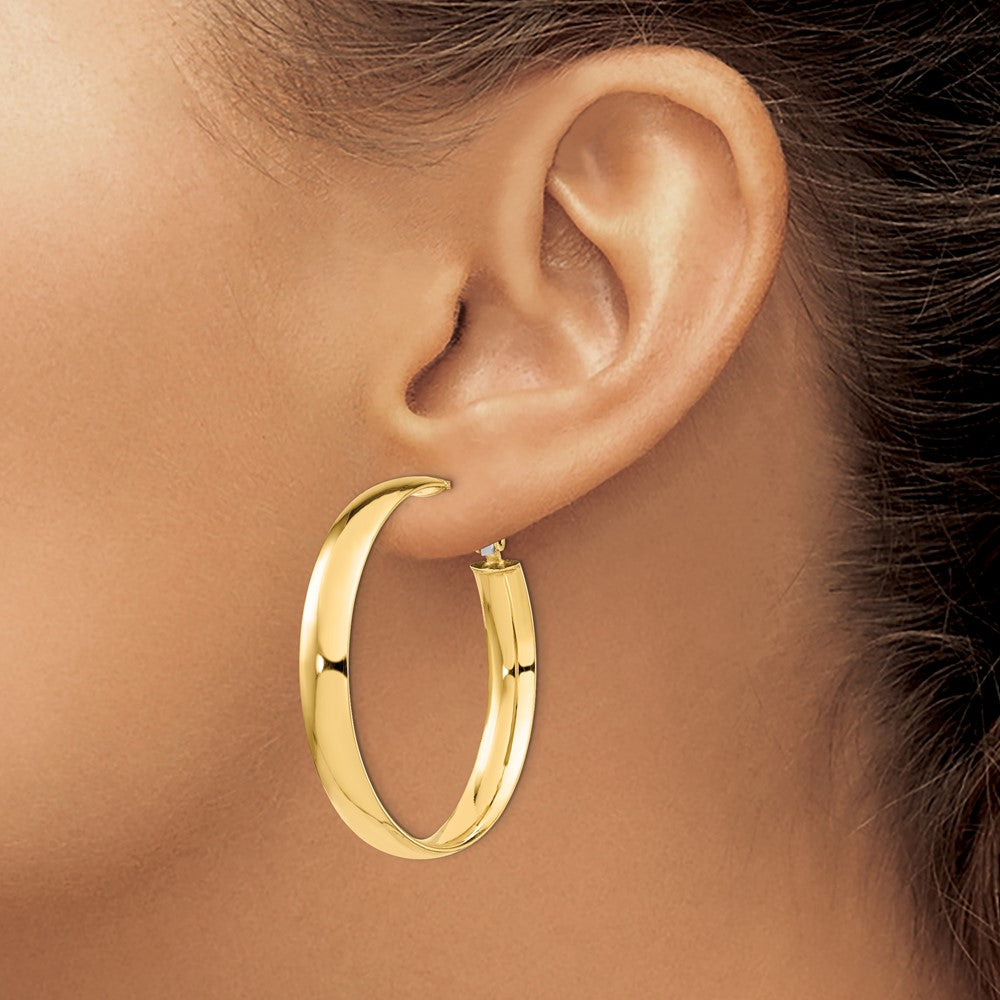 14K 6mm High Polished Omega Back Hoop Earrings