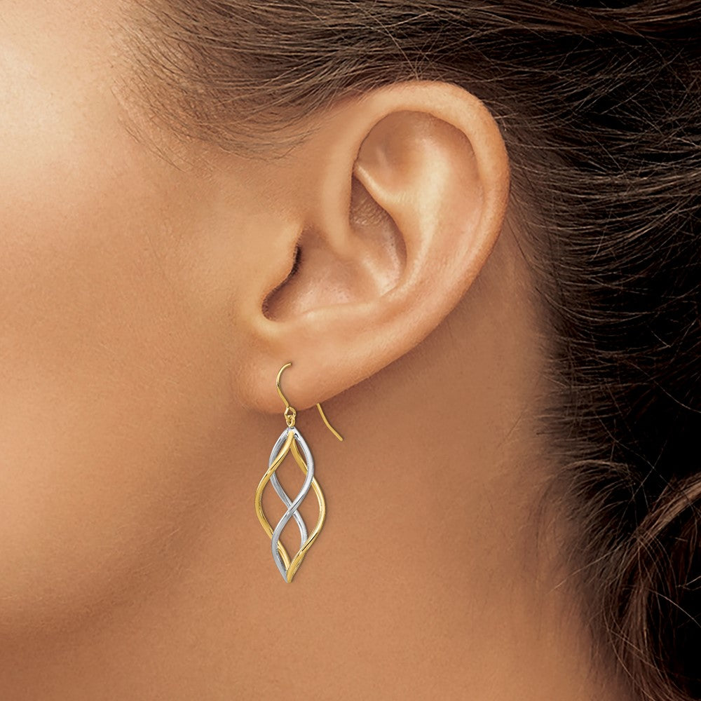 14K Two-tone Polished Dangle Earrings