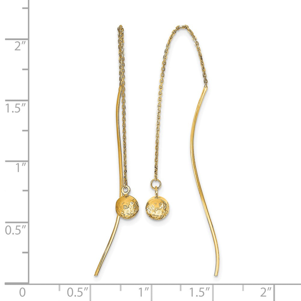 14K Polished Diamond-cut Threader Earrings