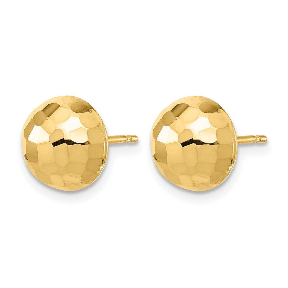 14K Polished Diamond-cut 10mm Button Post Earrings