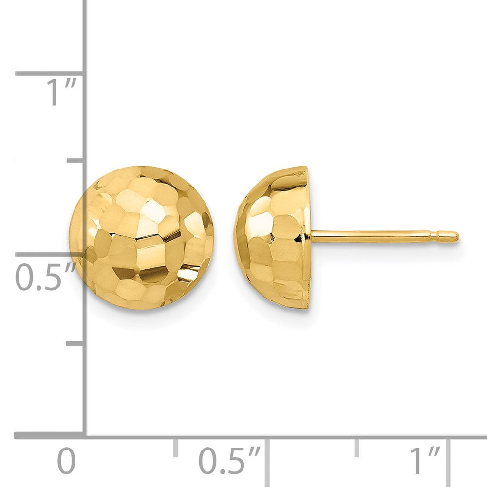 14K Polished Diamond-cut 10mm Button Post Earrings