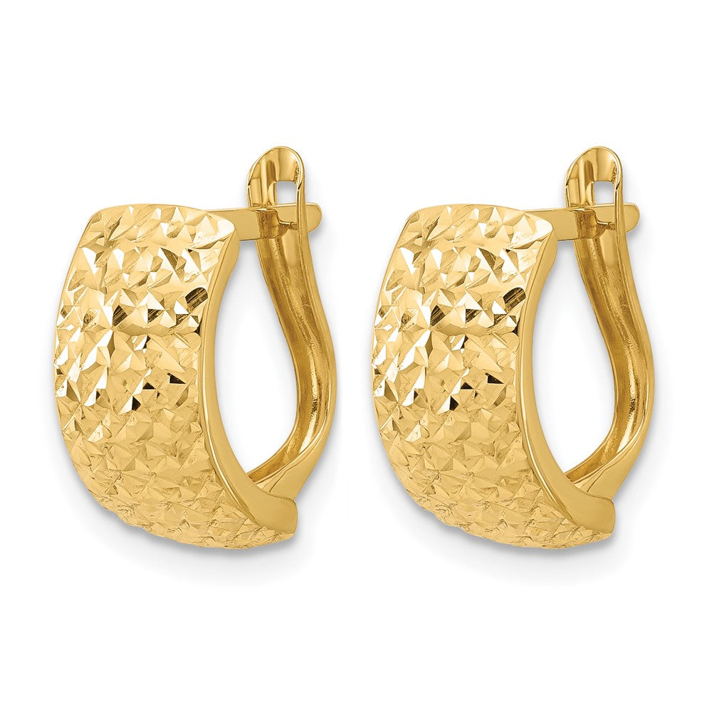 14K Polished and Diamond-cut Omega Back Earrings