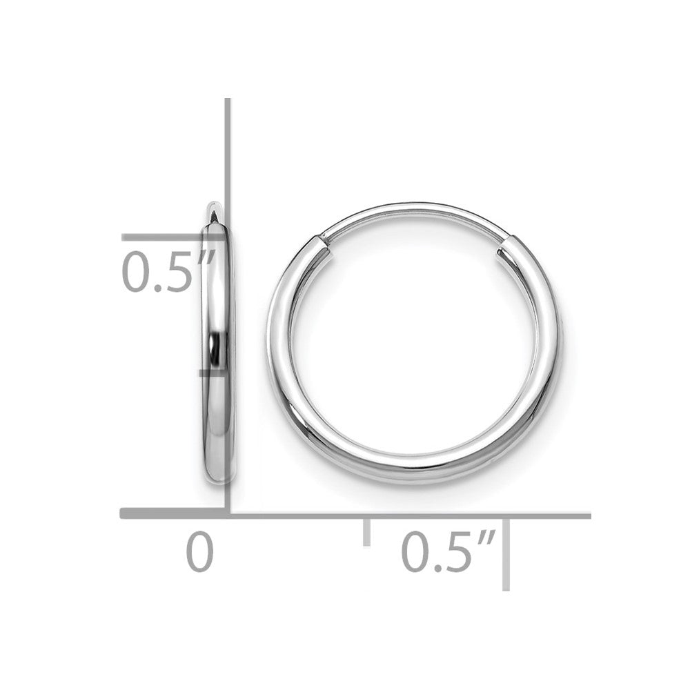 14K White Gold 1.50mm Polished Endless Hoop Earrings
