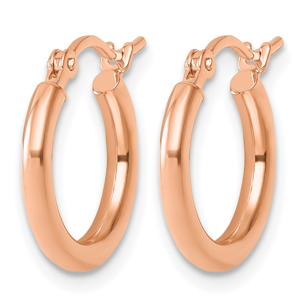 14K Rose Gold Polished 2x15mm Polished Hoop Earrings