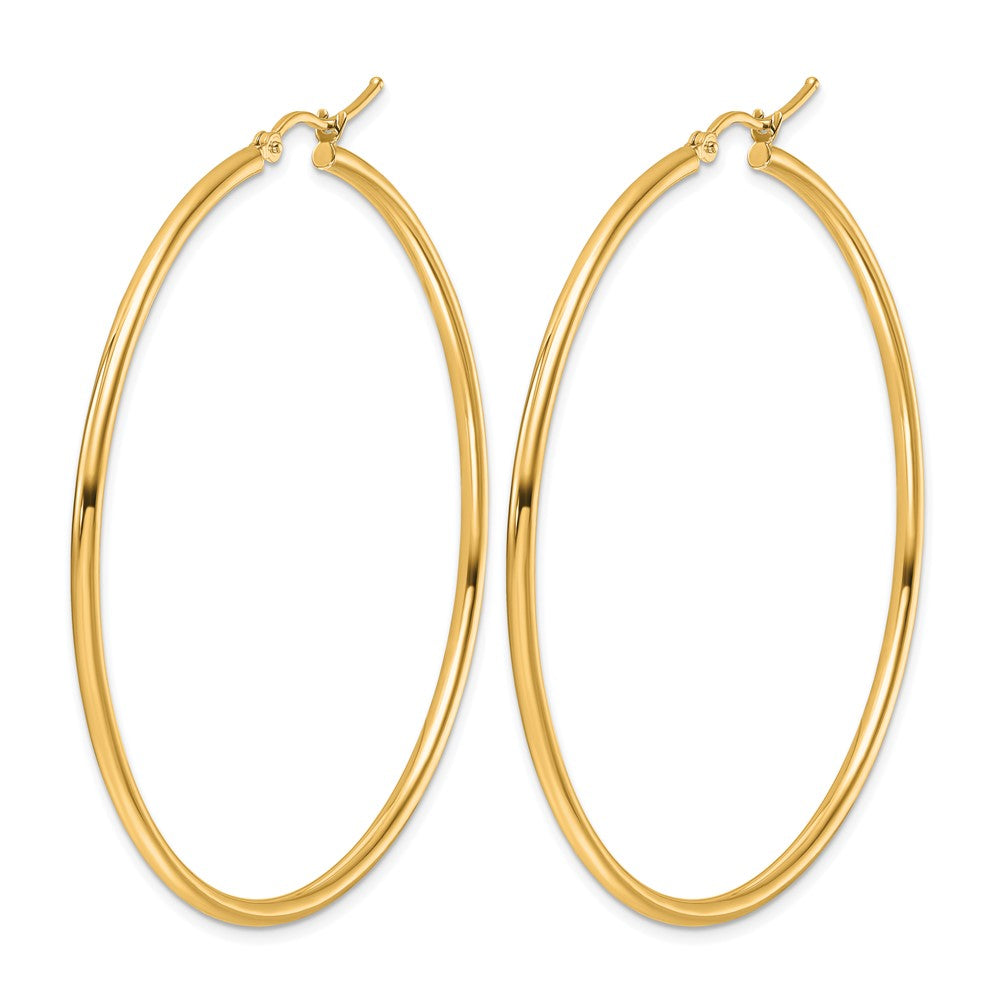 14K Polished 2x55mm Polished Hoop Earrings