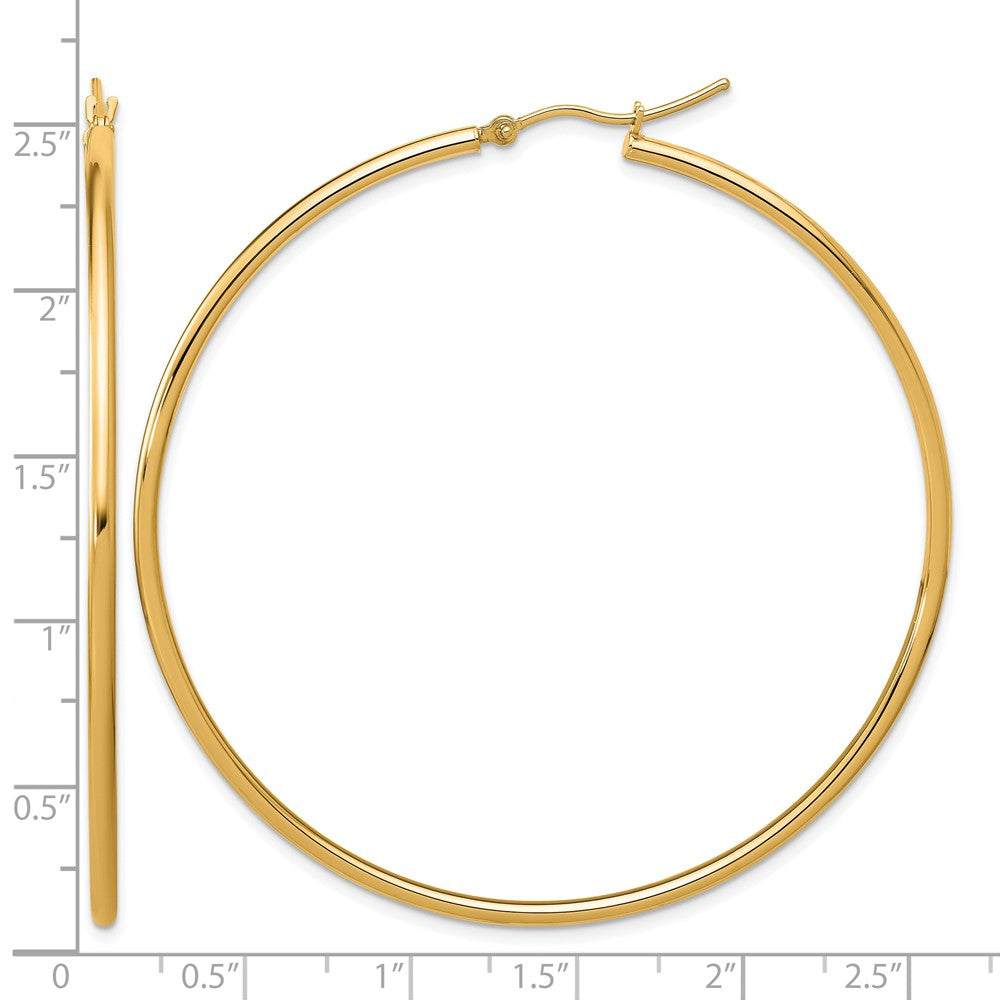 14K Polished 2x60mm Polished Hoop Earrings