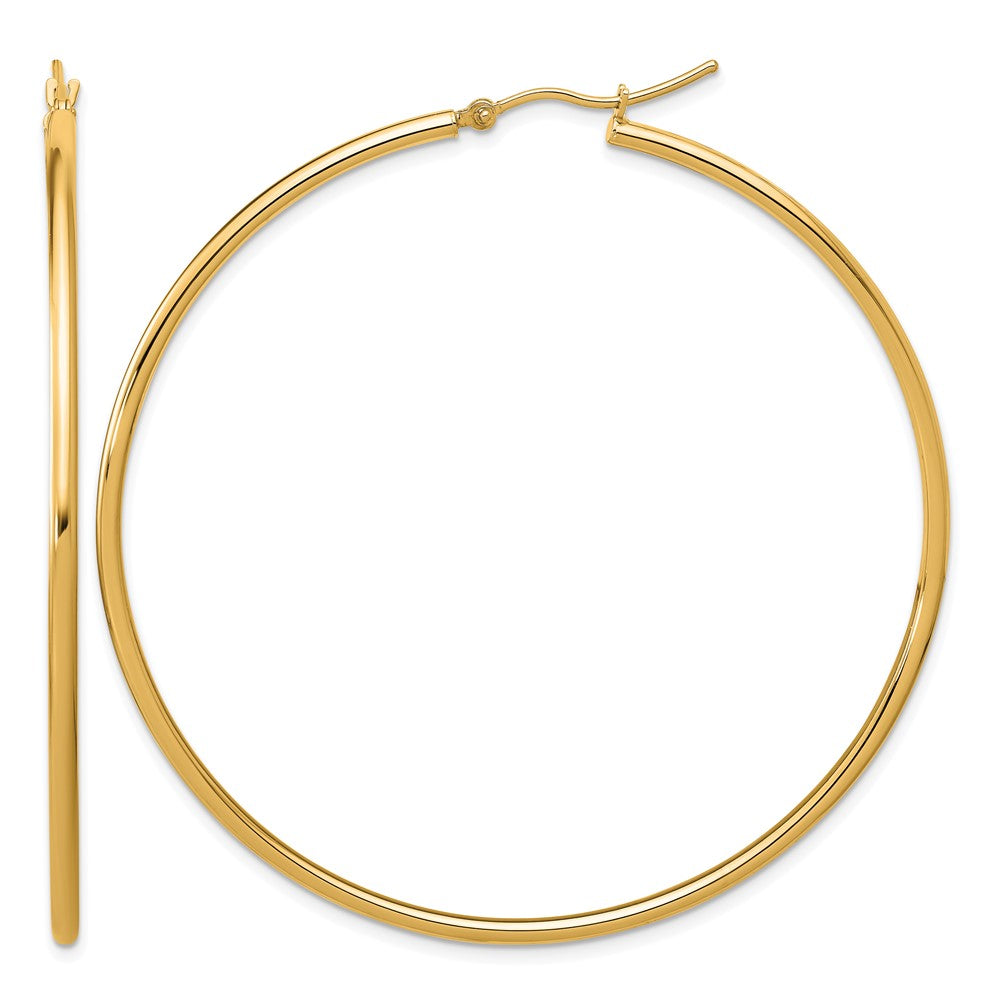 14K Polished 2x60mm Polished Hoop Earrings
