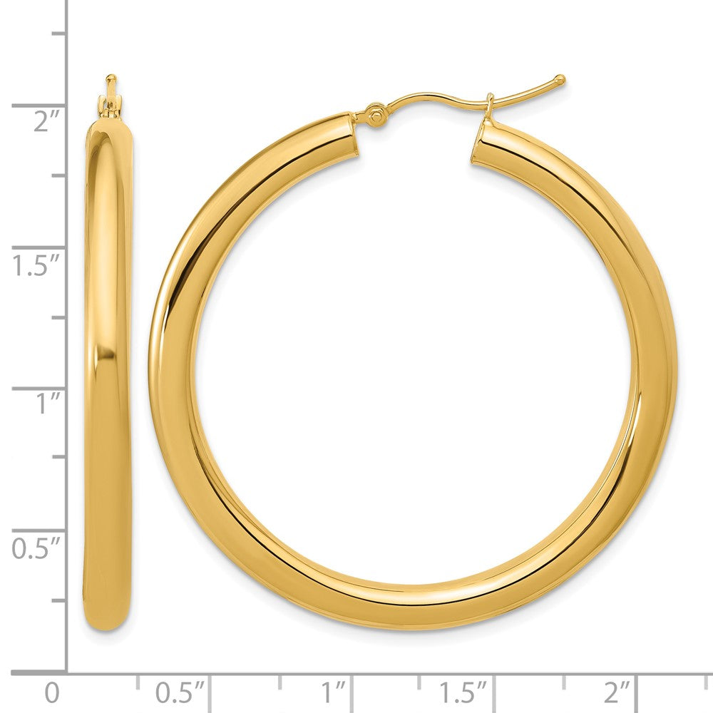 14K Polished 4mm Polished Hoop Earrings