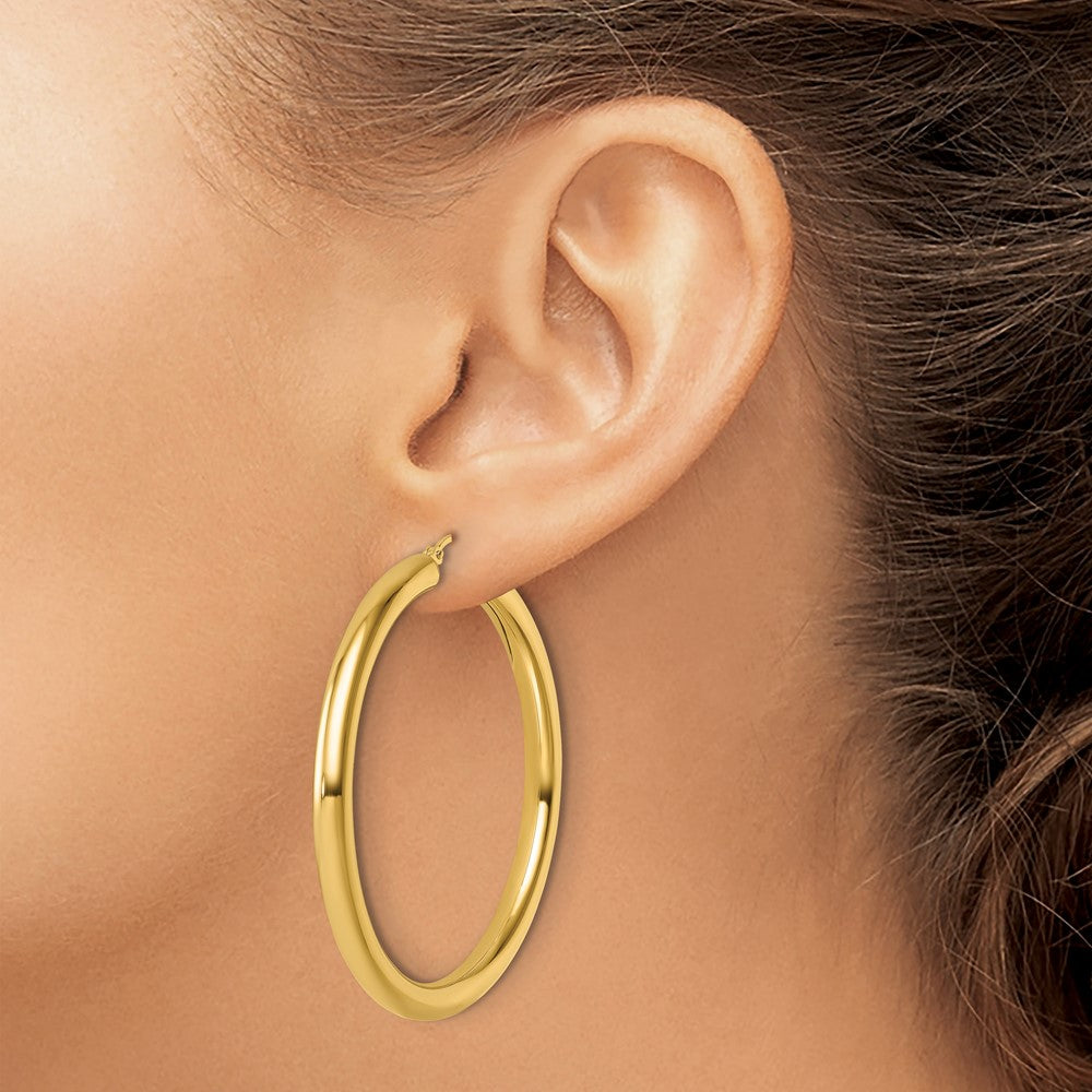 14K Polished 4mm Polished Hoop Earrings