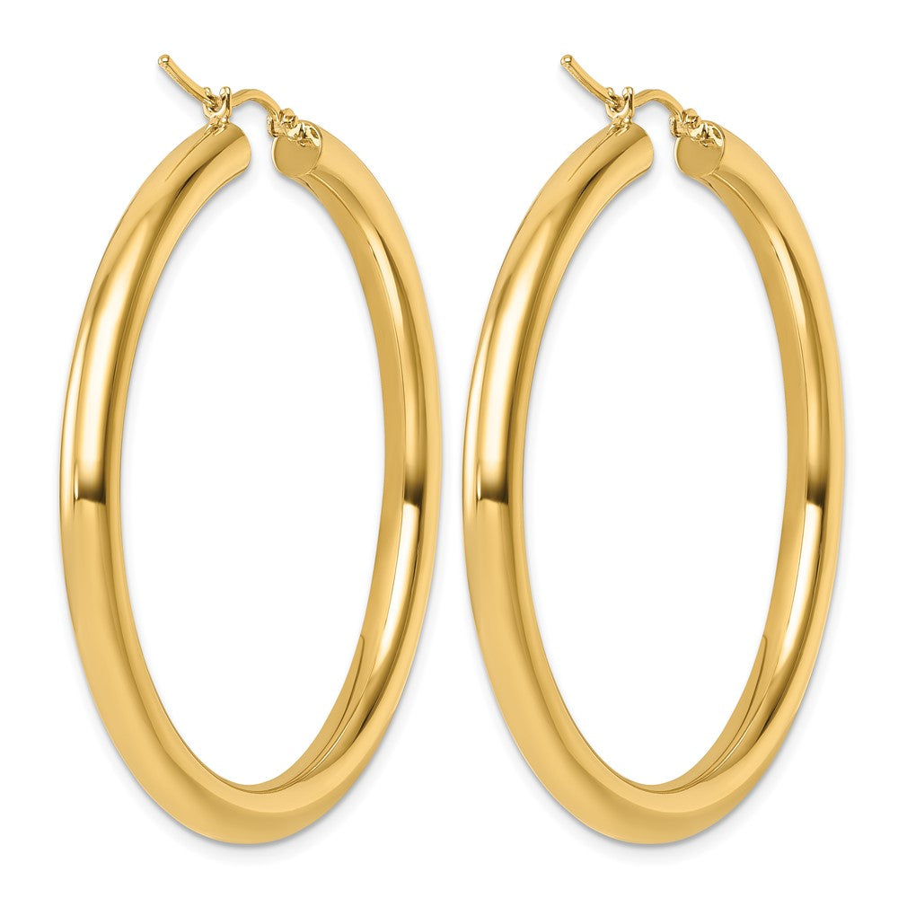14K Polished 4mm Polished Hoop Earrings
