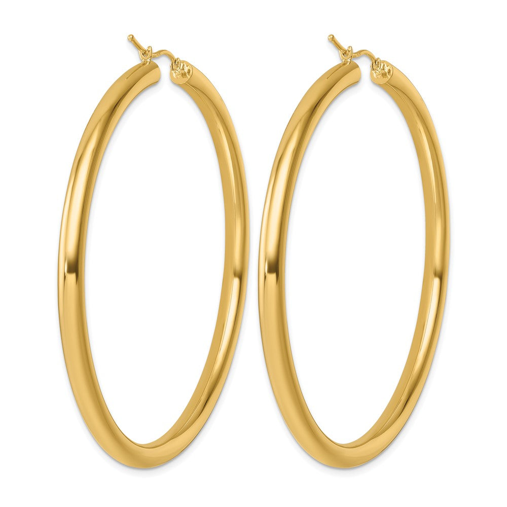 14K Polished 4mm Polished Hoop Earrings