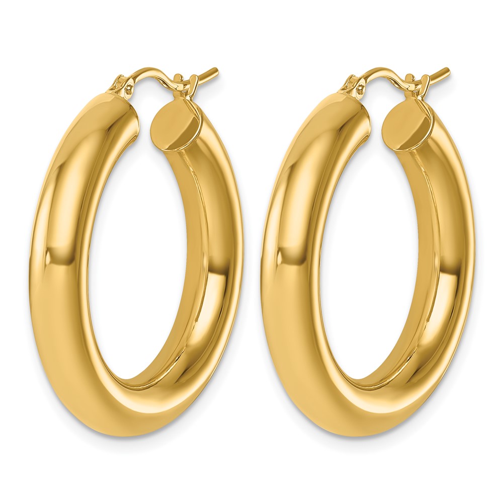 14K Polished 5mm Polished Hoop Earrings