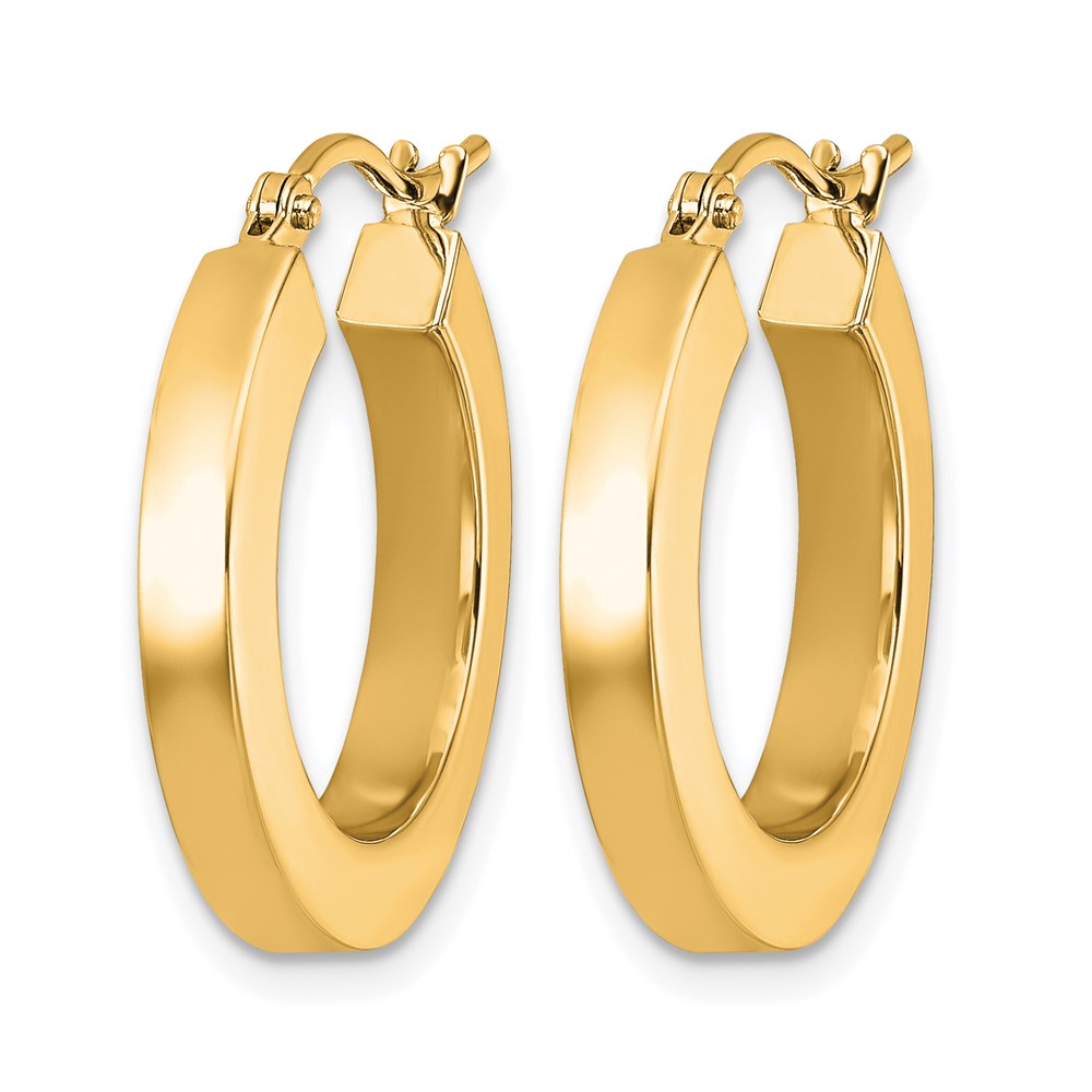 14K 3mm Polished Square Hoop Earrings