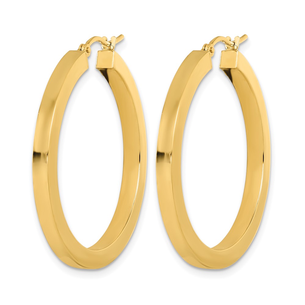 14K 3mm Polished Square Hoop Earrings