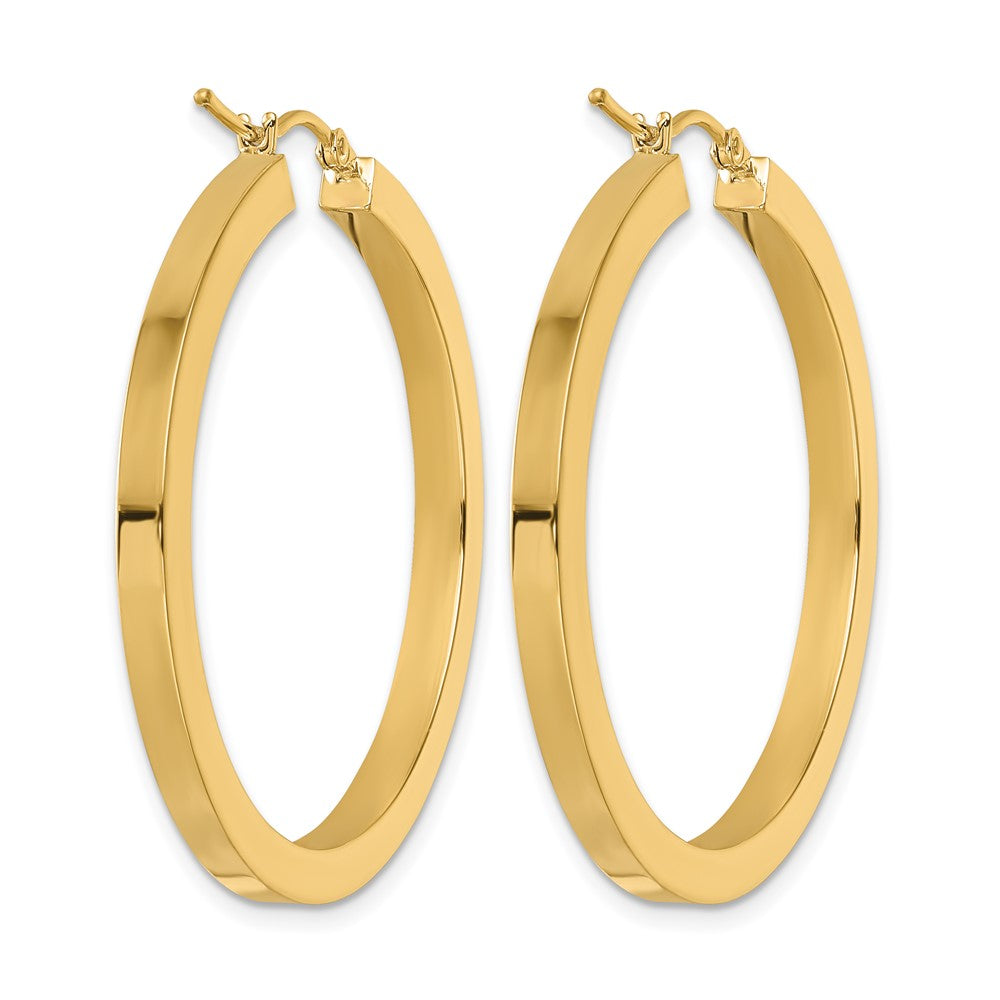 14K 3mm Polished Square Hoop Earrings