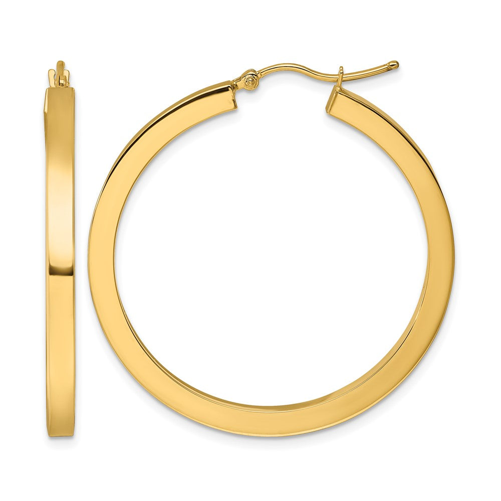 14K 3mm Polished Square Hoop Earrings