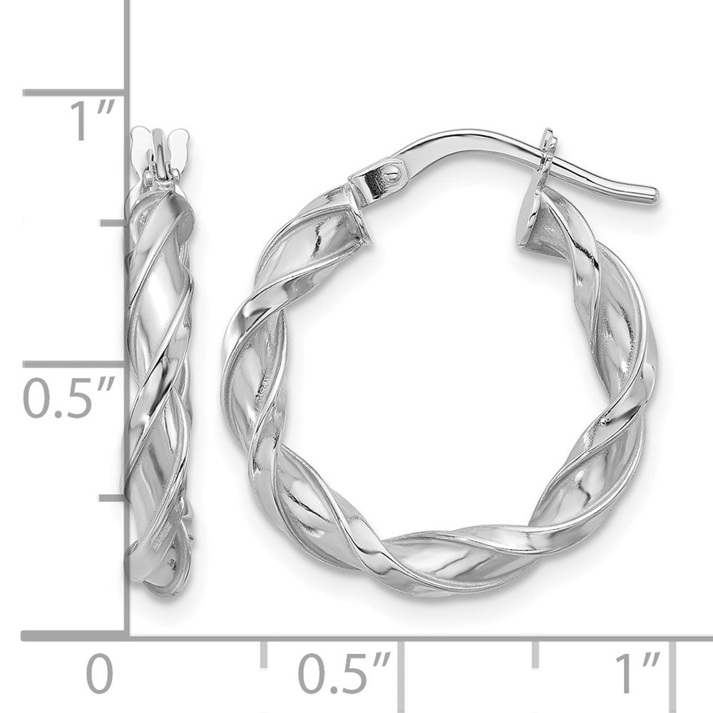 14K White Gold Polished Twisted Hoop Earrings