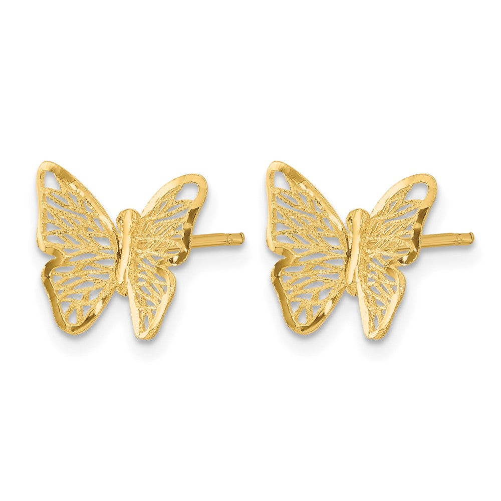 14K Textured and Polished Butterfly Post Earrings