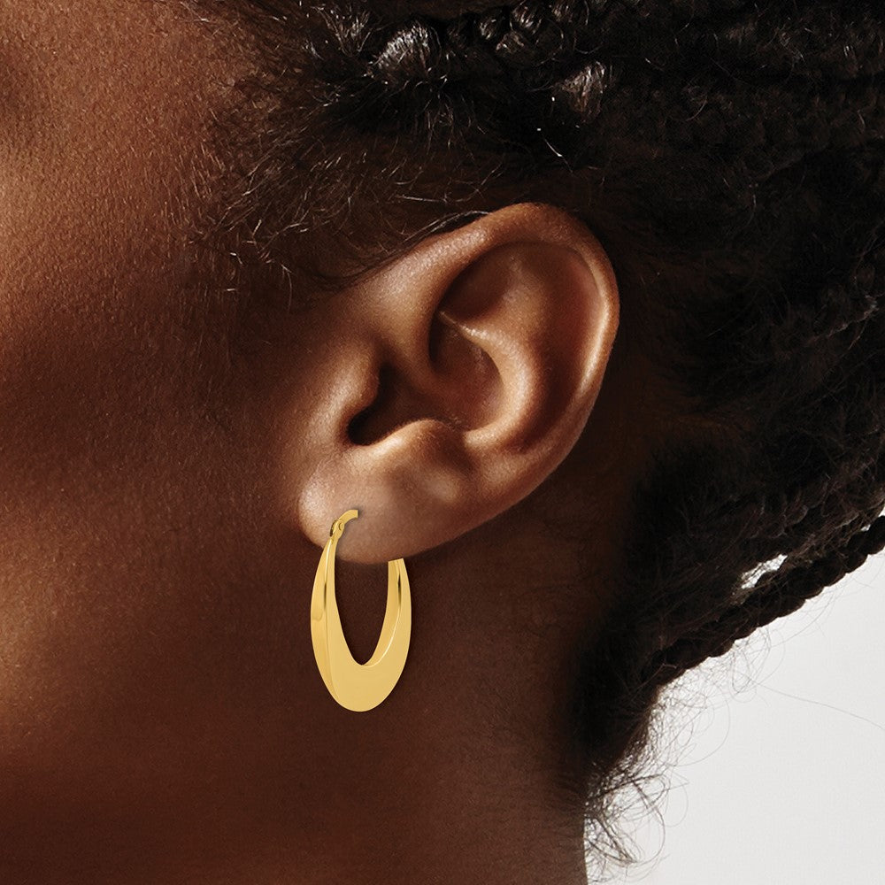 14K Polished Fancy Oval Hoop Earrings