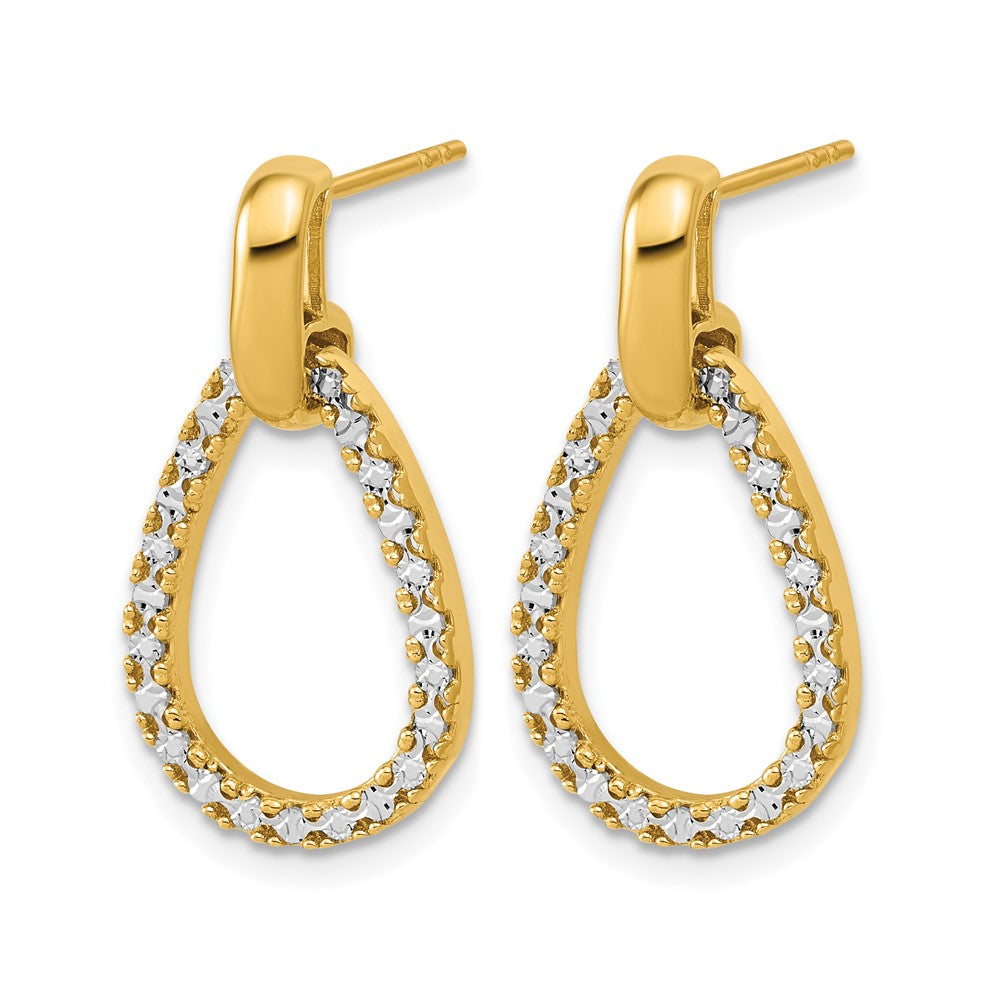 14K with RH-plating Polished Teardrop Dangle Post Earrings