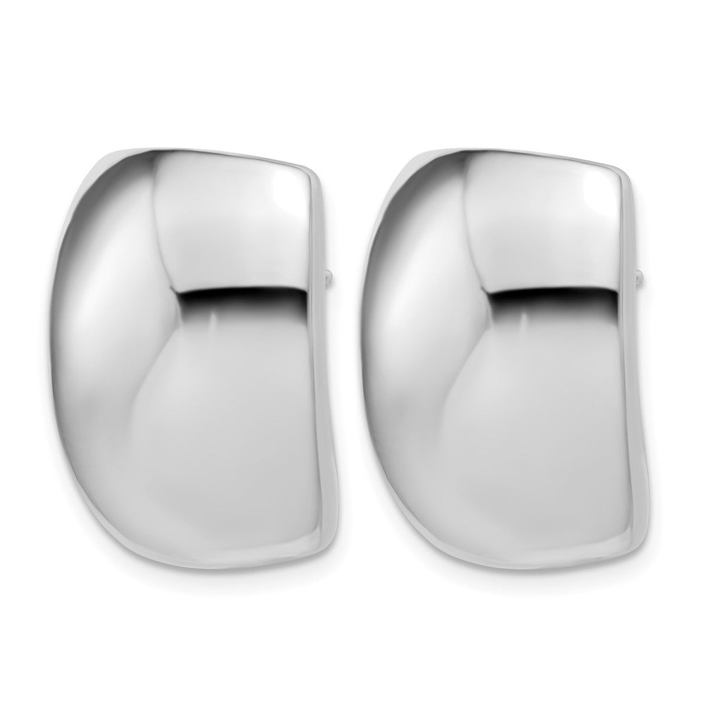 14K with Wht RH Plated Polished Puffed Hollow Earrings