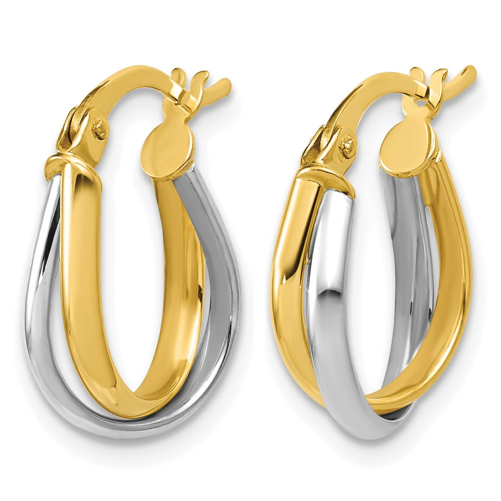 14K with Rhodium Twisted Hoop Earrings