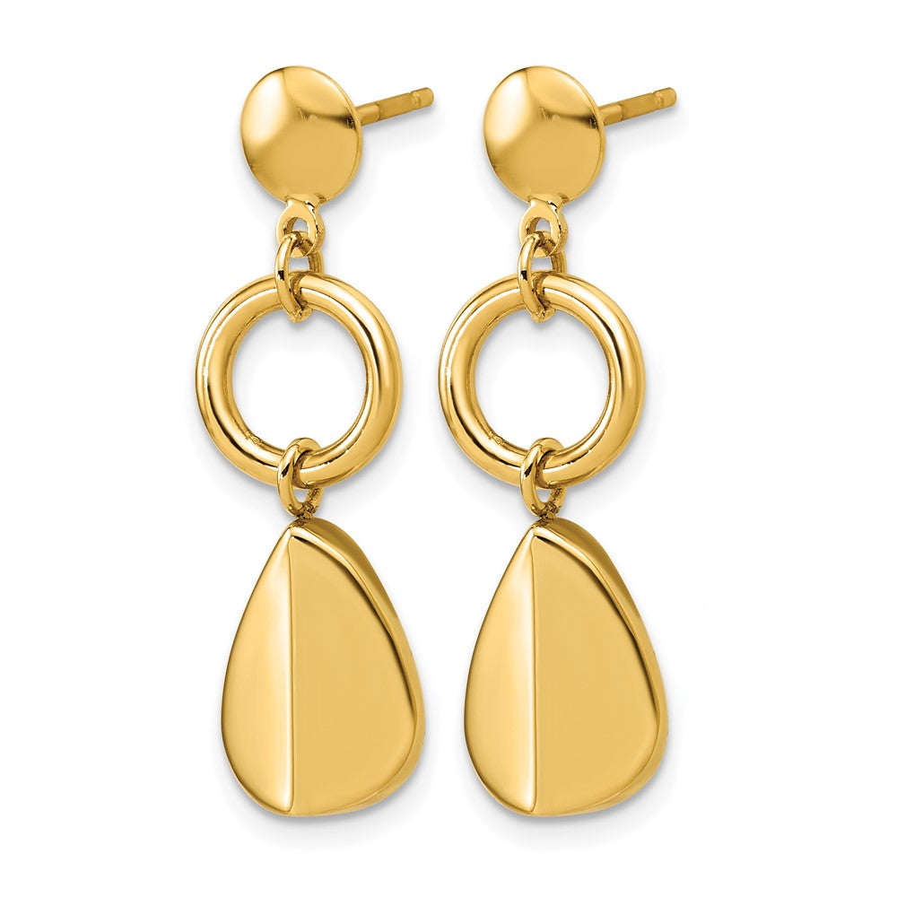 14K Polished Geometric Fancy Dangle Post Earrings