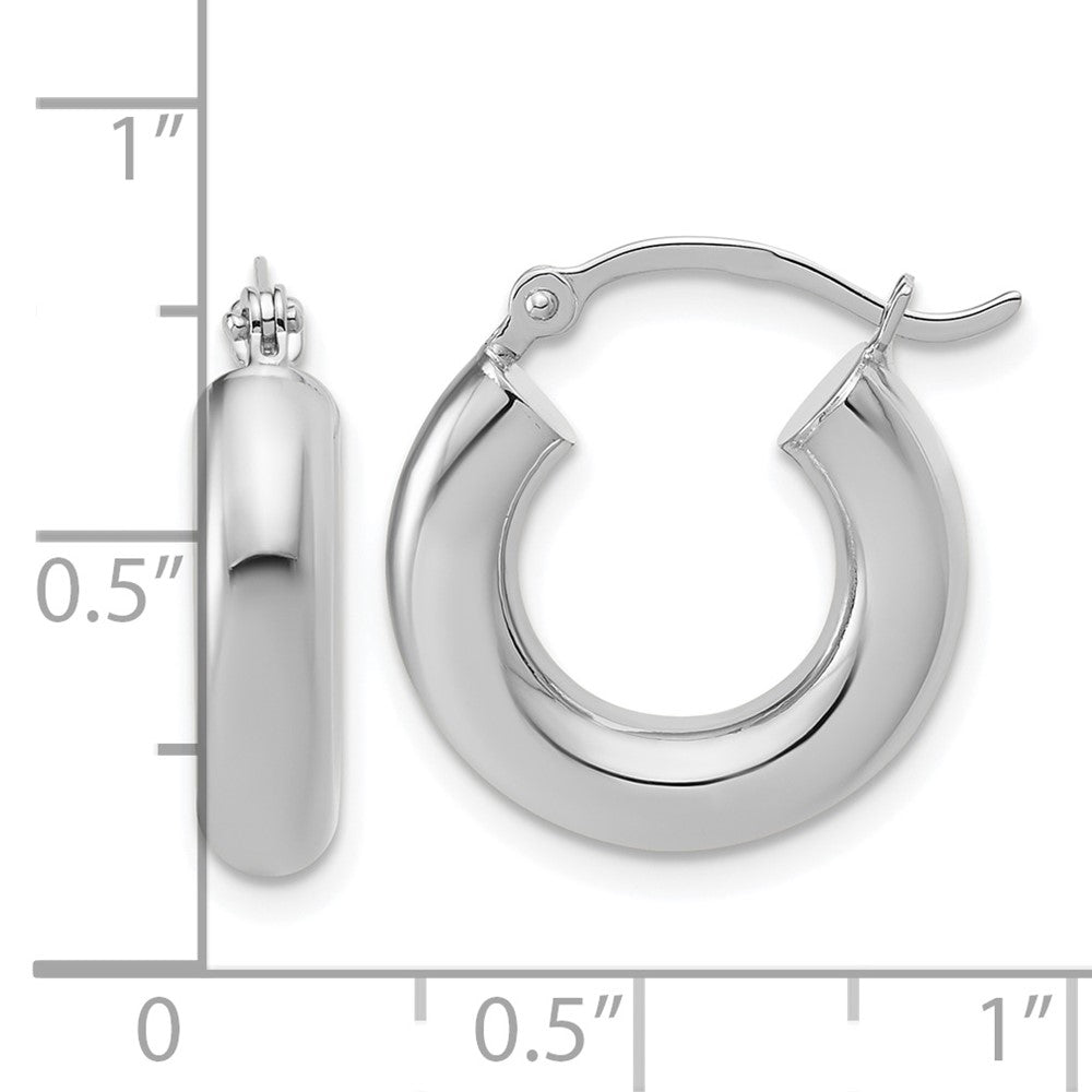 14K White Gold Polished 4mm x 17mm Lightweight Tube Earrings