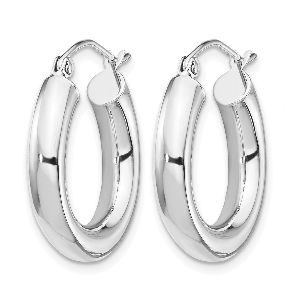 14K White Gold Polished 4mm x 20mm Lightweight Tube Earrings