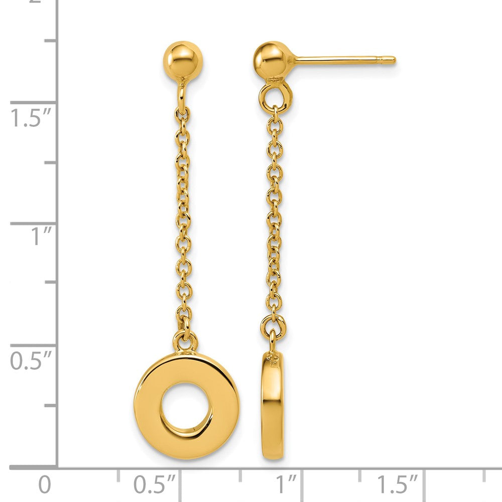 14K Polished Circle Dangle Post Earrings