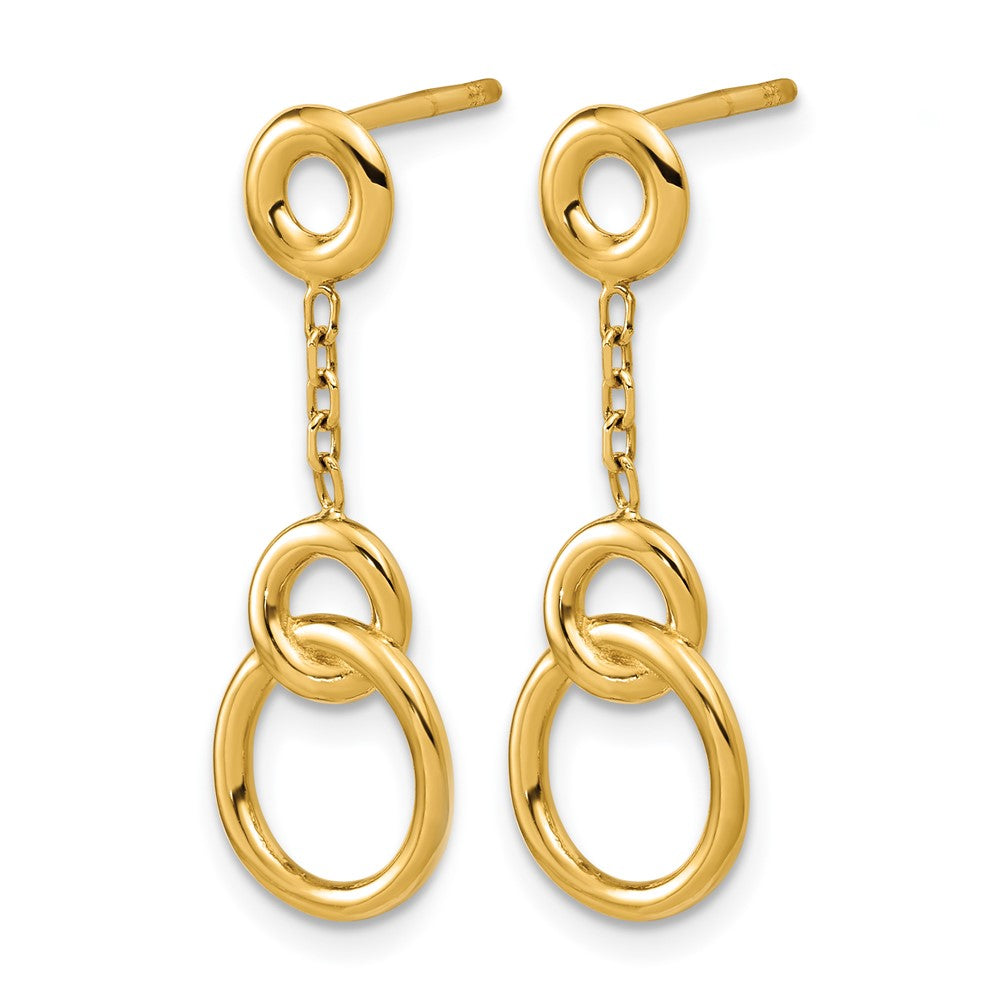 14K Polished Circle Dangle Post Earrings