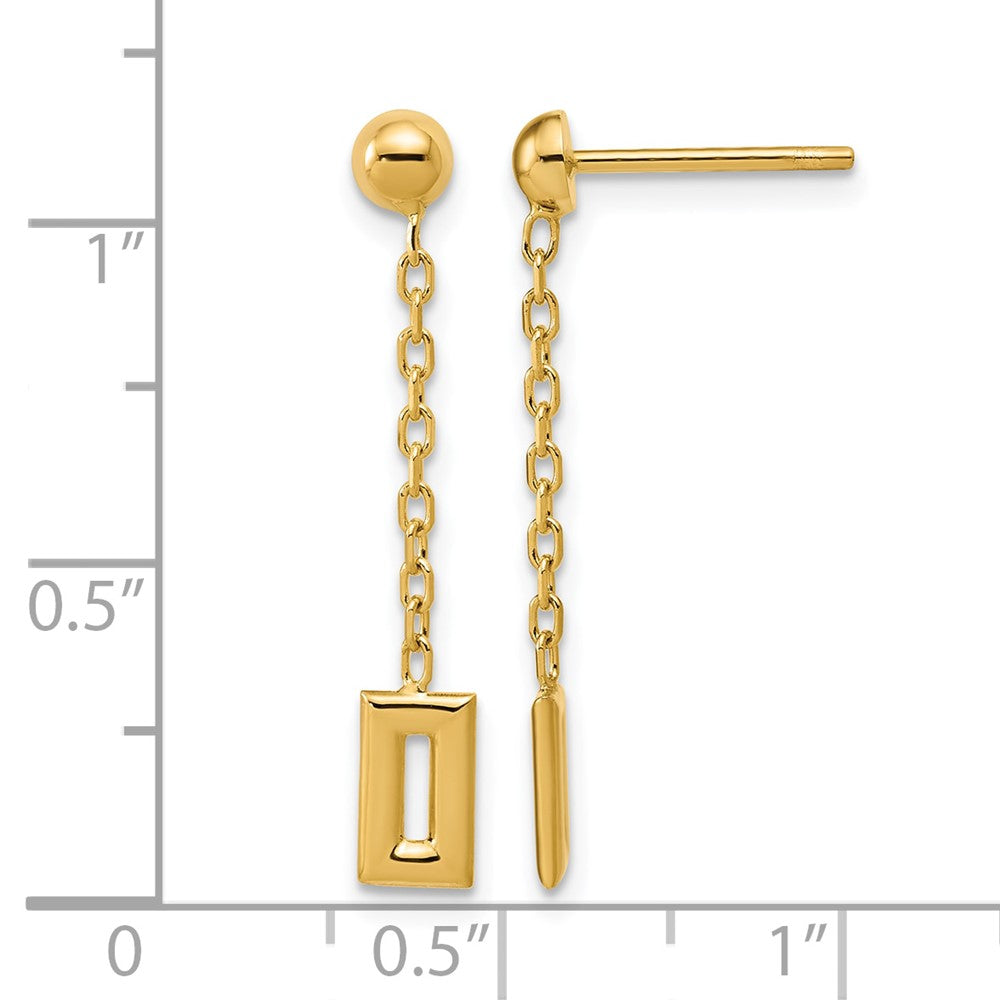 14K Polished Rectangle Dangle Post Earrings