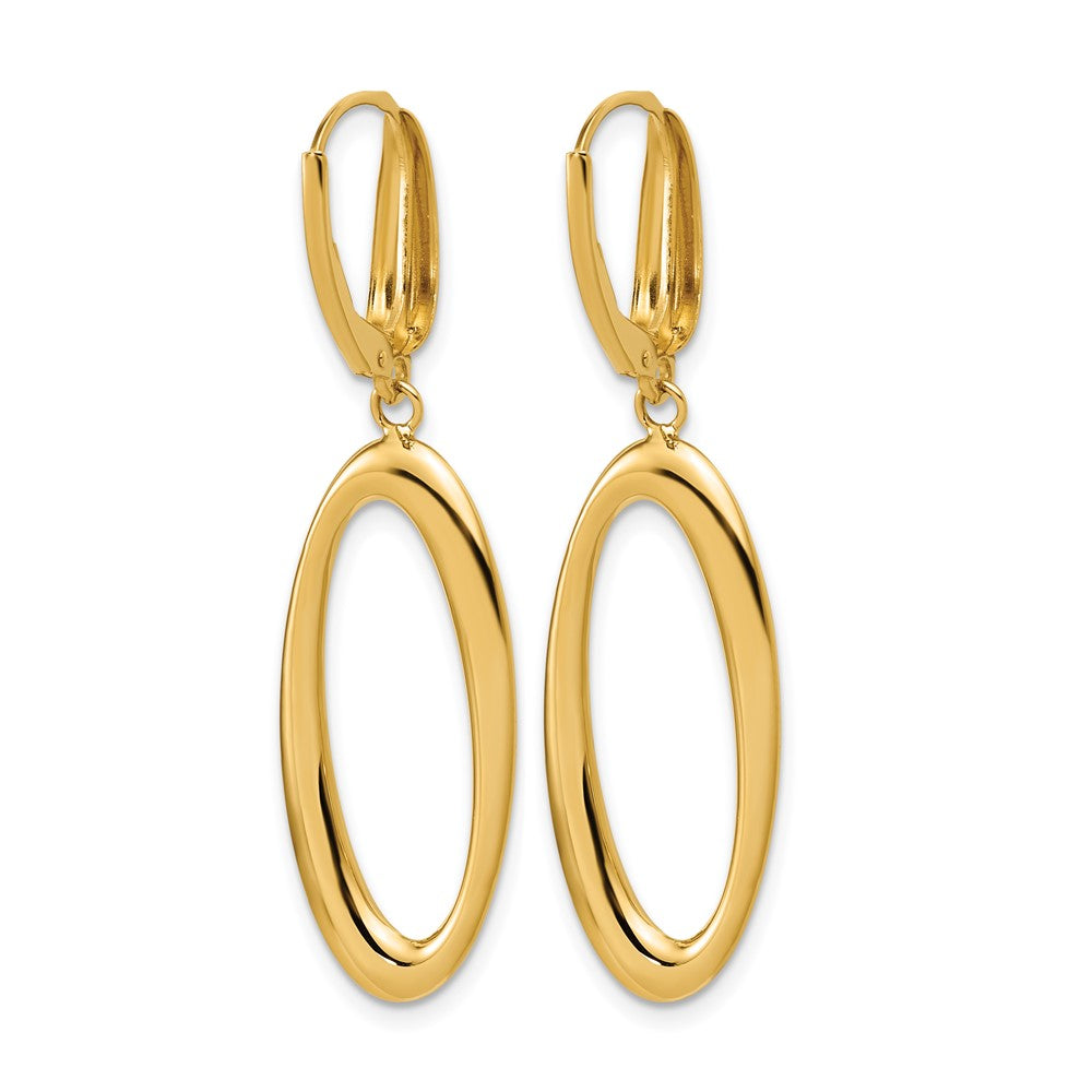 14K Polished Fancy Oval Leverback Earrings