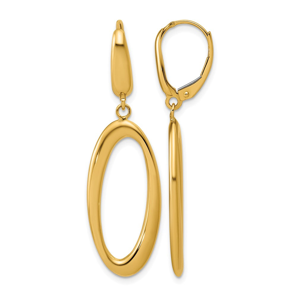 14K Polished Fancy Oval Leverback Earrings