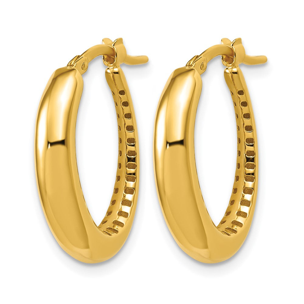 14K Polished Oval Hoop Earrings
