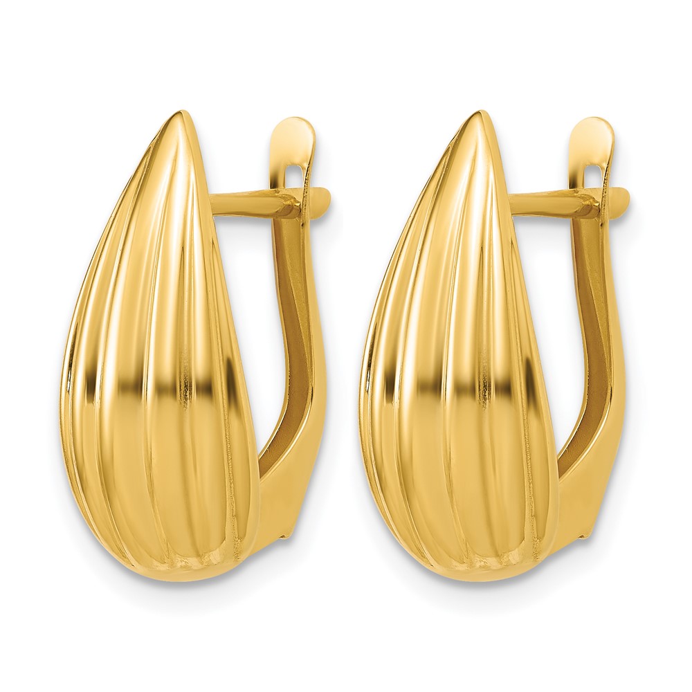 14K Polished Grooved Omega Back Earrings
