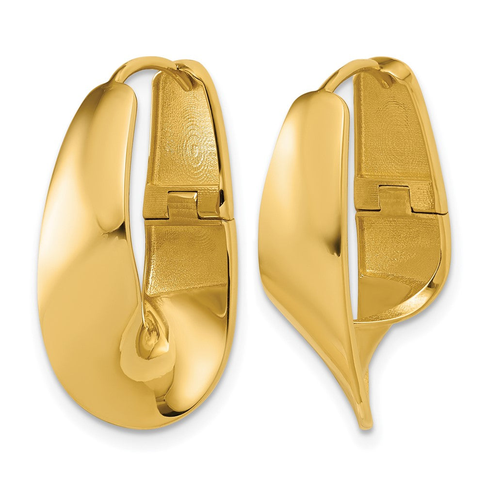 14K Polished Fancy Wave Hinged Hoop Earrings