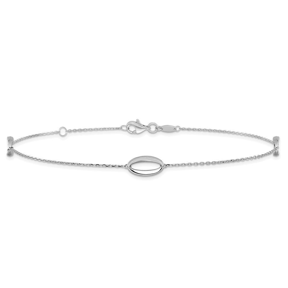14K White Gold Polished with 1 in ext. Anklet