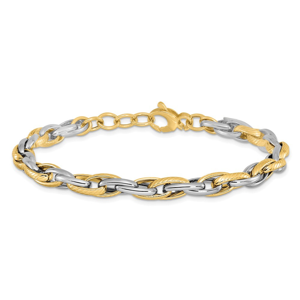 14K Two-tone Polished with .5in ext. Bracelet